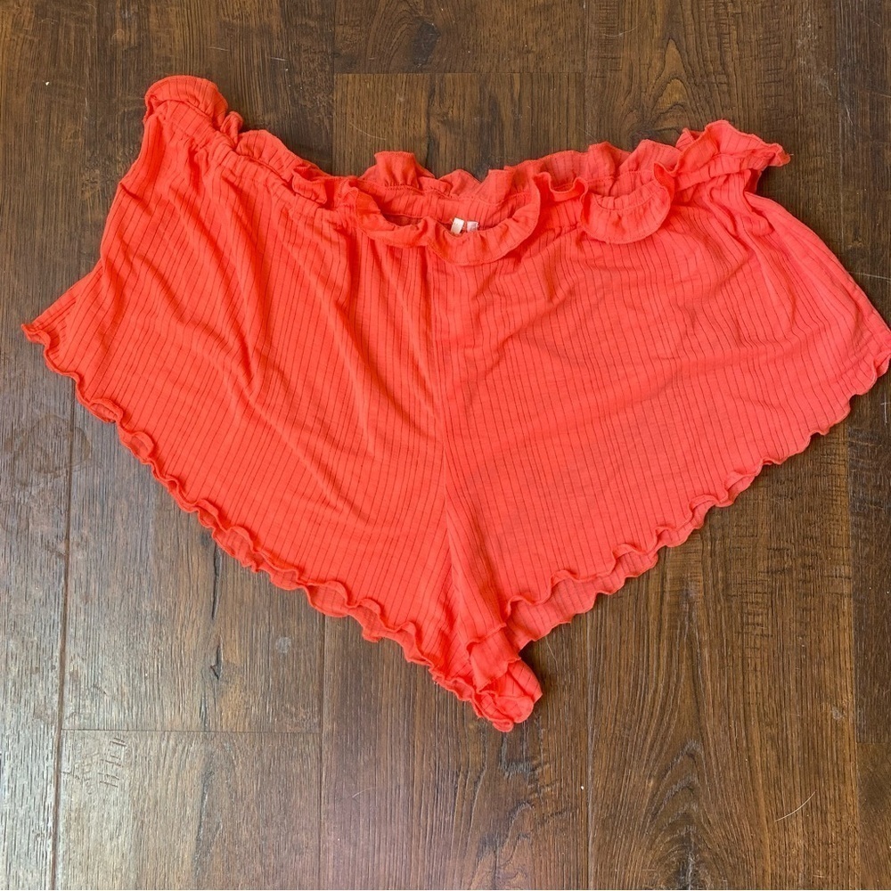Anthropologie Women’s Lettuce-Hem Coral Orange Shorts SZ - Picture 5 of 8